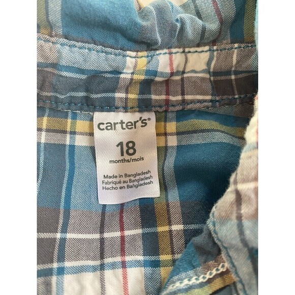 Carter s Boys Blue Plaid Button Down Shirt. Sz. 18M - Picture 4 of 4